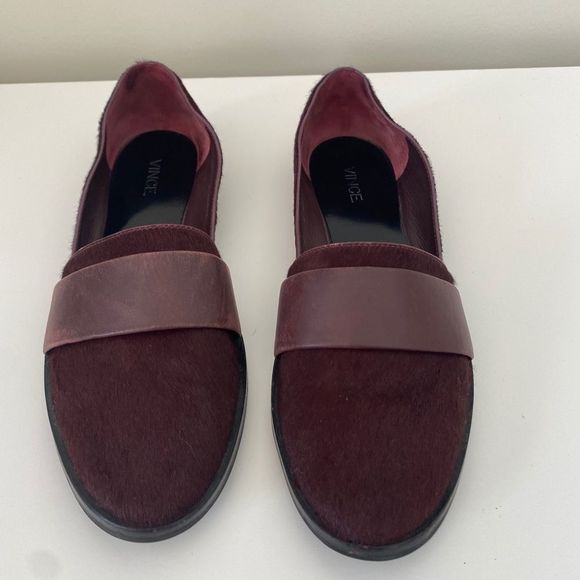 VINCE Mason (Maxon) Maroon Calf Hair Flats - Picture 2 of 16